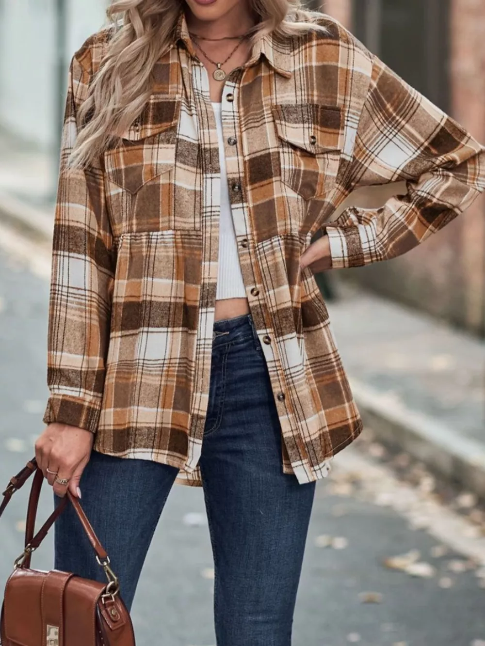 Plaid Button-Down Long Sleeve Shirt, image 9
