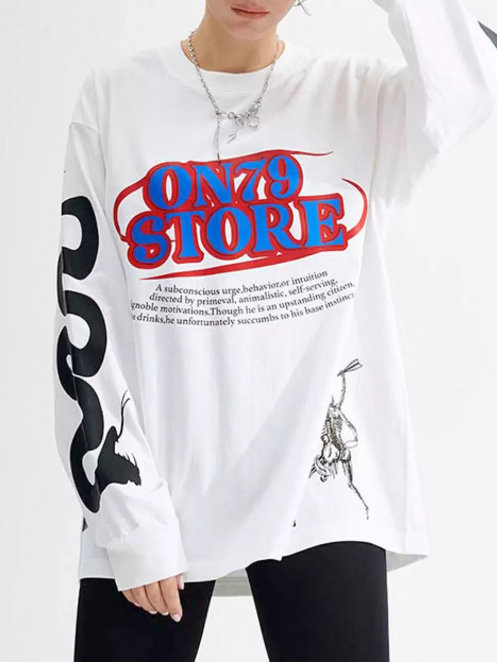 Men's Letter Round Neck Long Sleeve T-Shirt, image 3