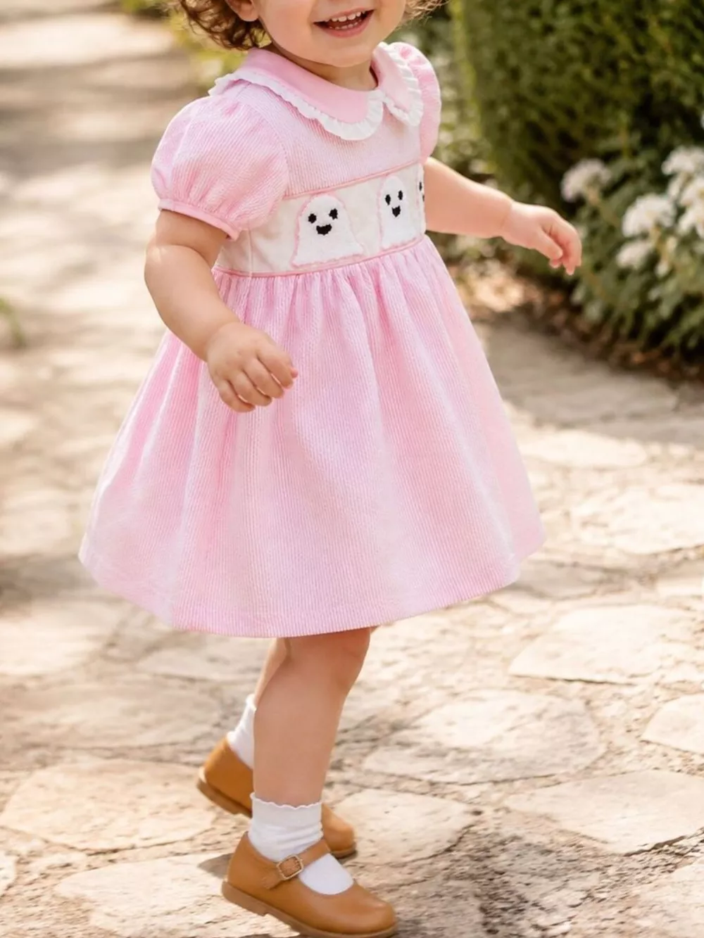 Children's Halloween Ghost Smocked Gingham Dress, image 5