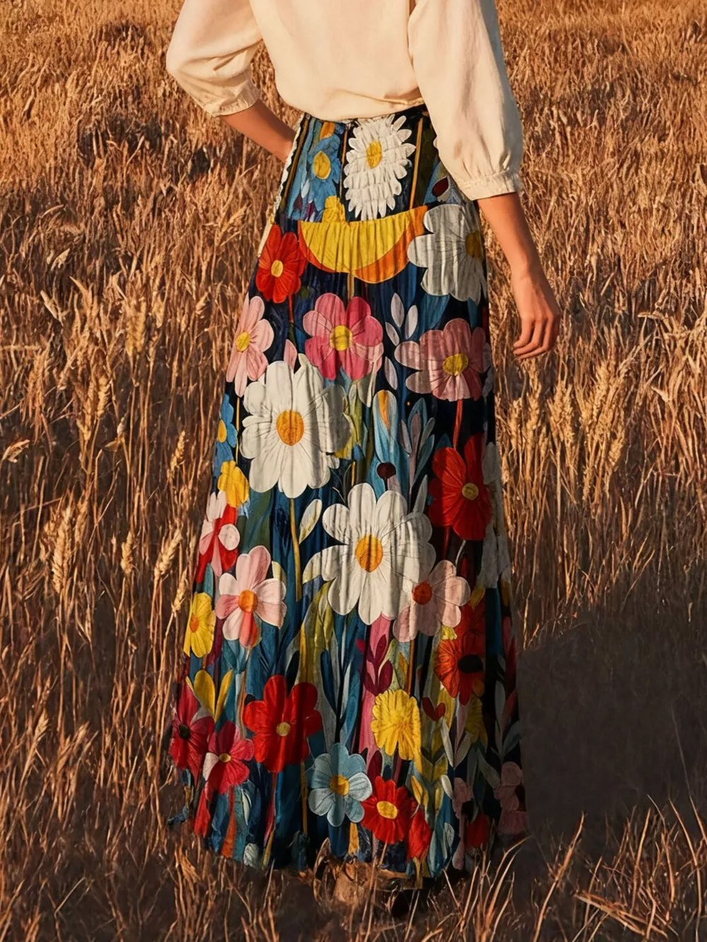 Floral Print Flowy Maxi Skirt, image 2