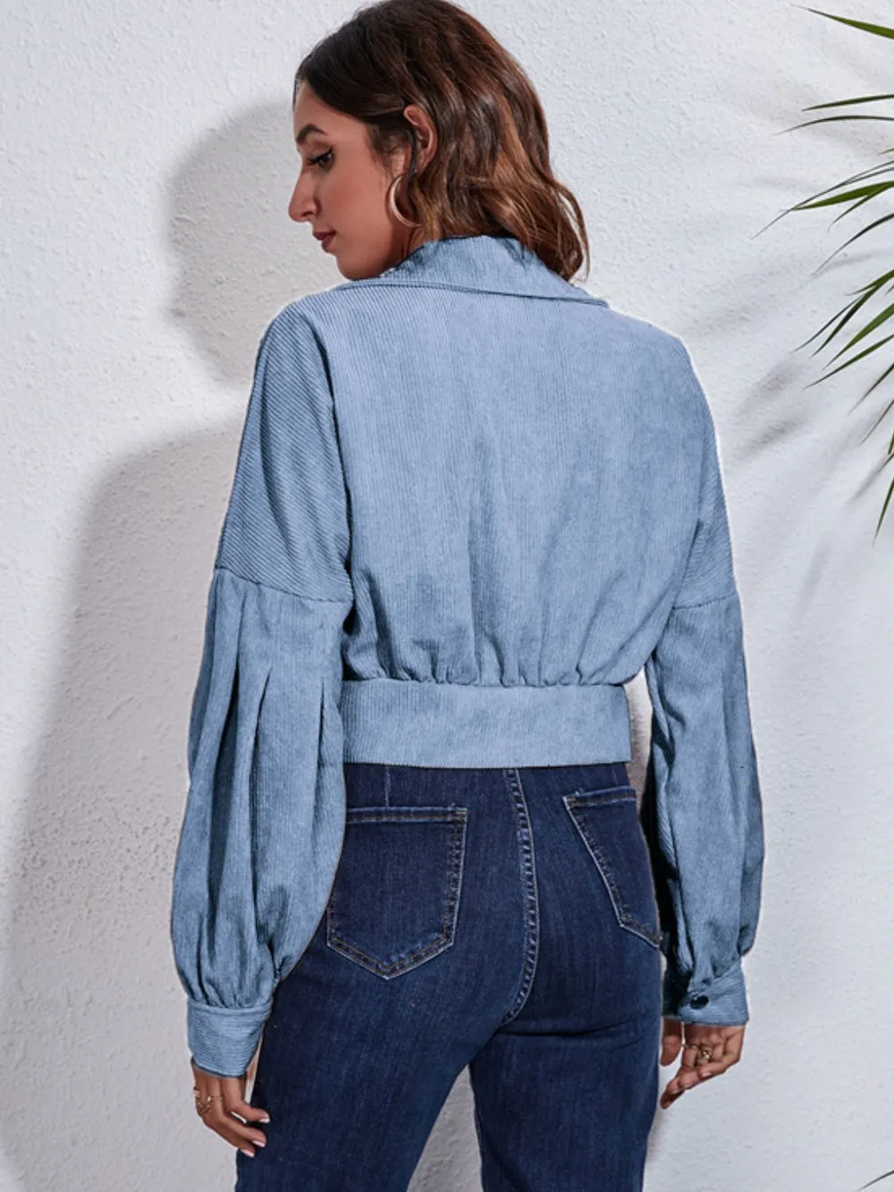 Button Down Collared Neck Cropped Jacket, image 4