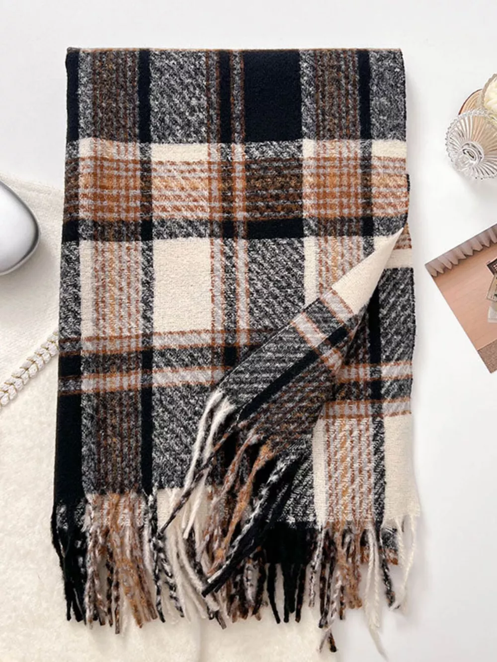 Warm Plaid Winter Scarf, image 9