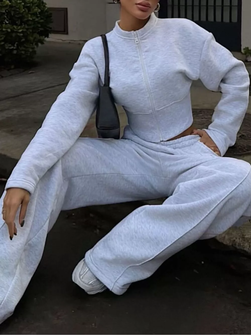 Zip-Up Crop Jacket and Wide-Leg Pants Set, image 19