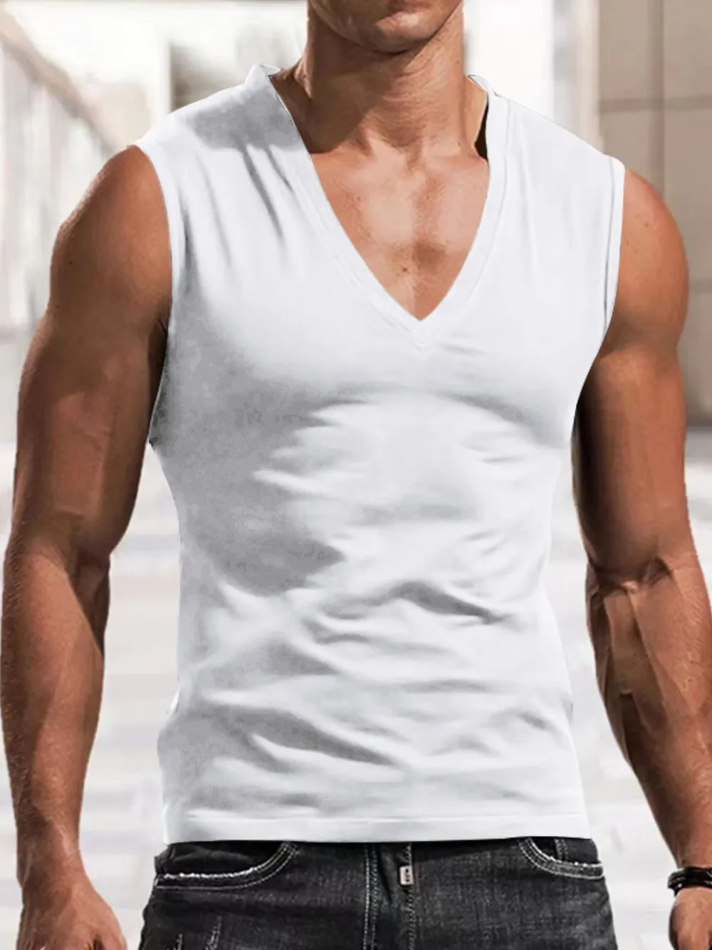 Men's Plus Size V-Neck Tank, image 2