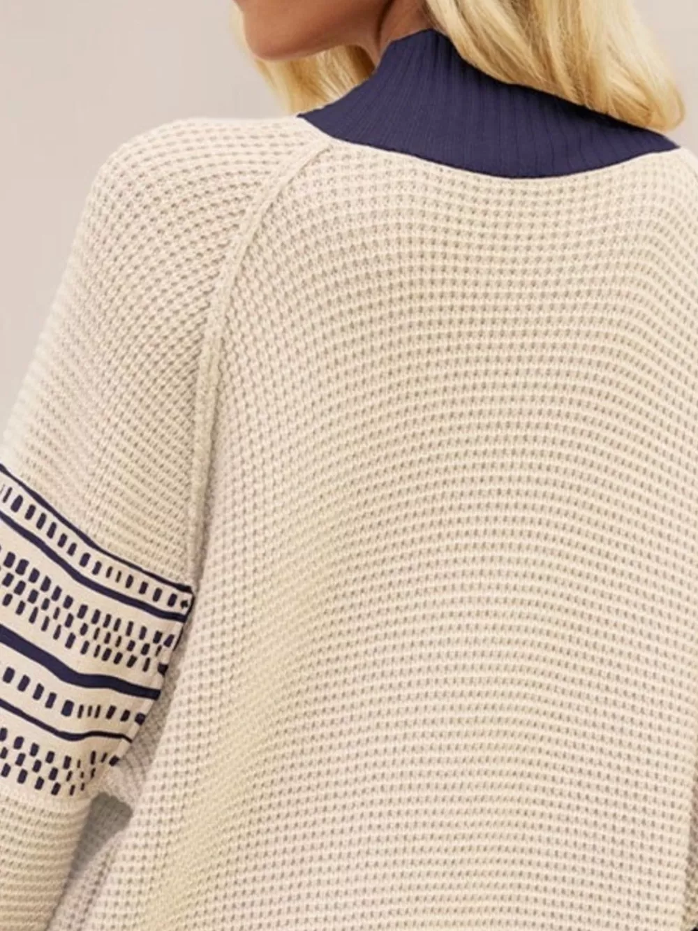 Waffle Knit Mock Neck Sweater, image 3