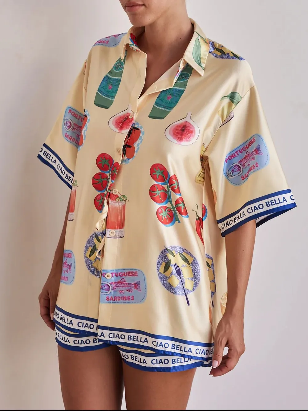 Printed Button Up Top and Shorts Set, image 2