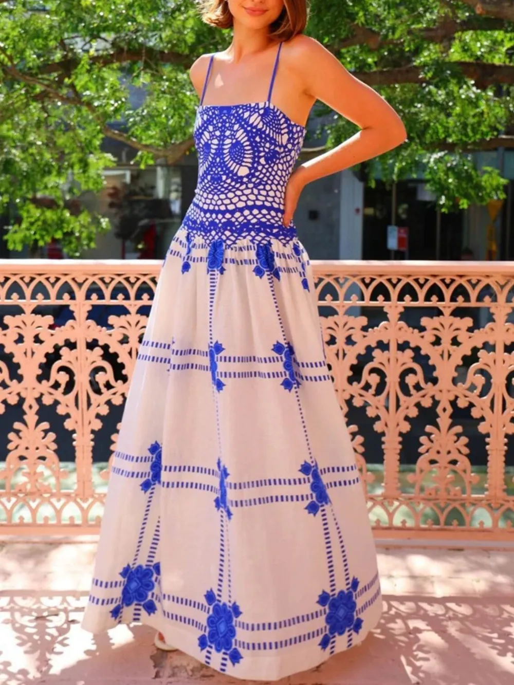 Printed Square Neck Maxi Cami Dress, image 5