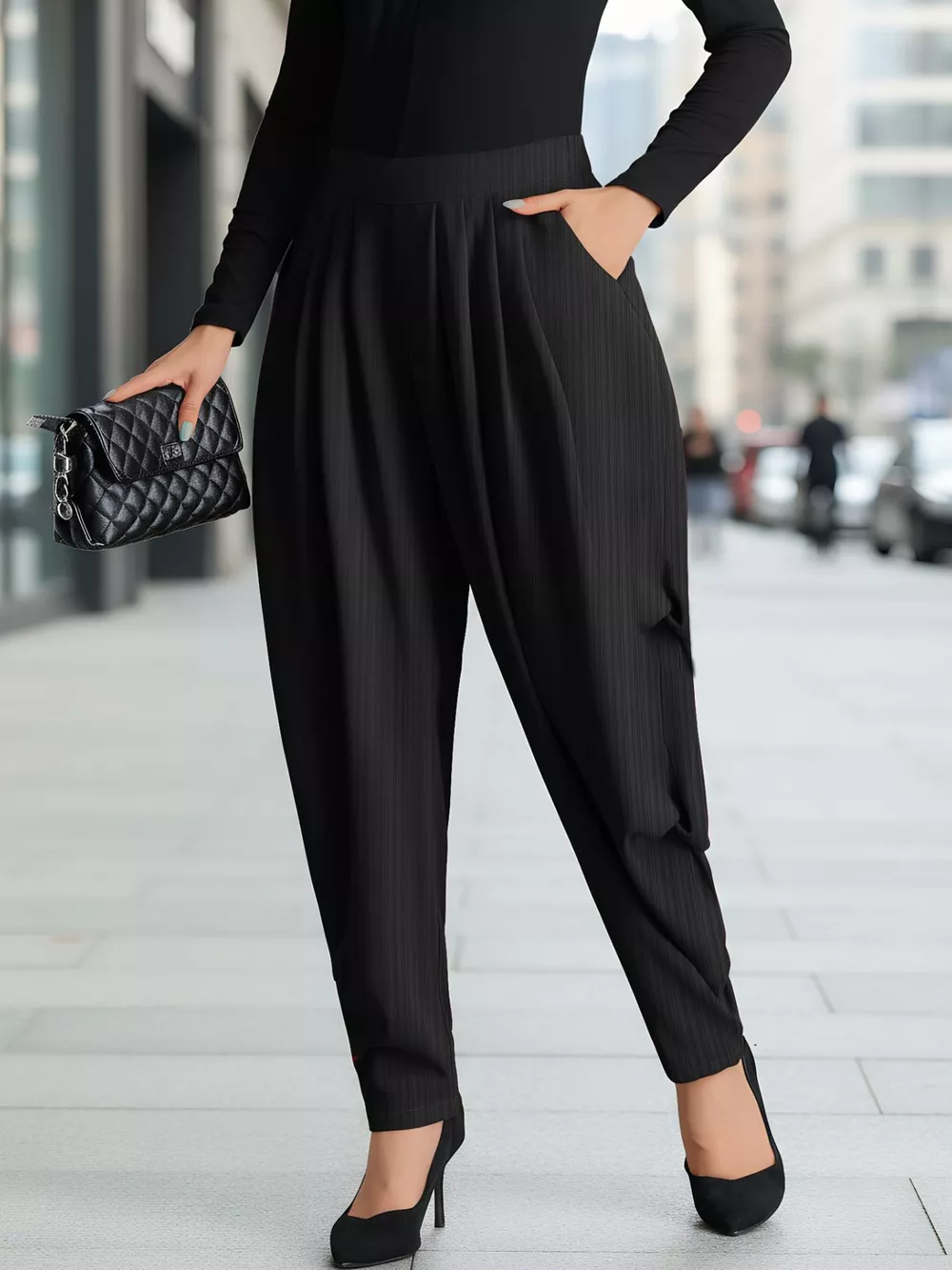 Plus Size Elastic Waist Causal Pants, image 2