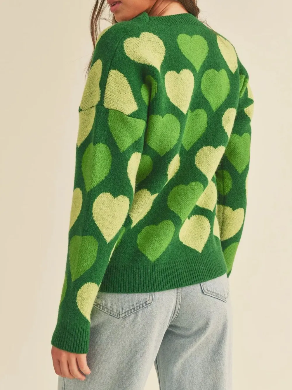 Heart Ribbed Hem Long Sleeve Sweater, image 6