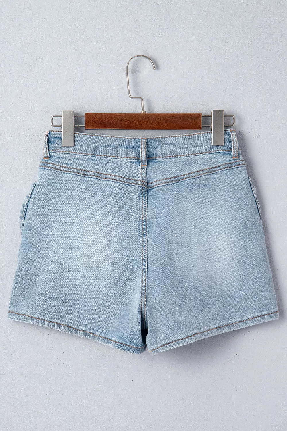 Bow Detail Denim Shorts with Pockets, image 5