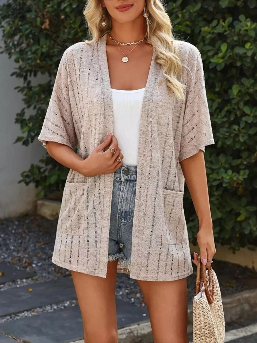 Openwork Open Front Cardigan, image 19