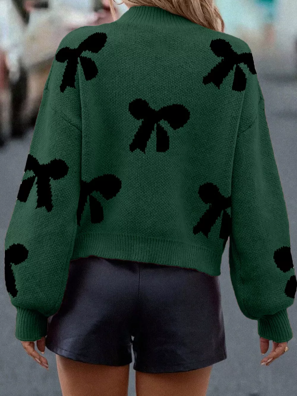 Pearl Bow-Embellished Long Sleeve Sweater, image 2