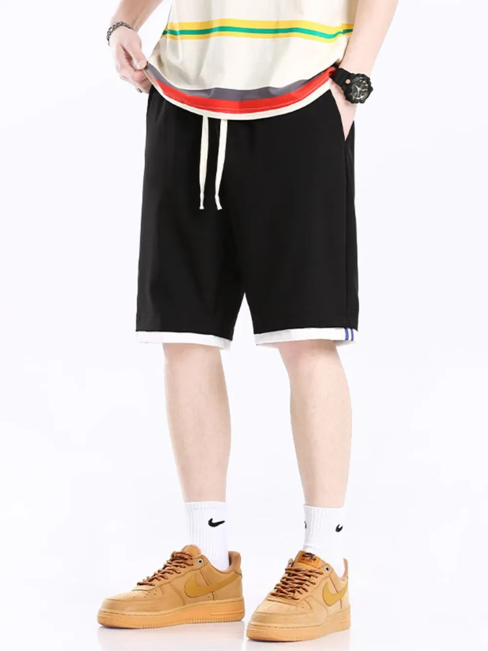Men's Plus Size Drawstring Shorts with Pockets, image 2