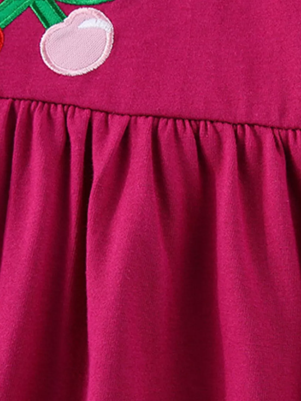 Children's Cherry Bowknot Applique Ruffle Sleeve Casual Dress, image 2
