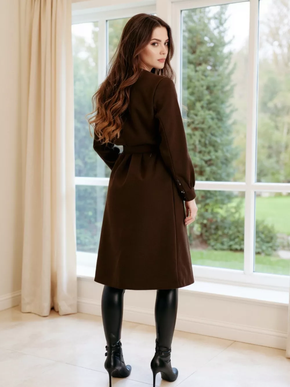 Double-Breasted Tie Waist Overcoat, image 2