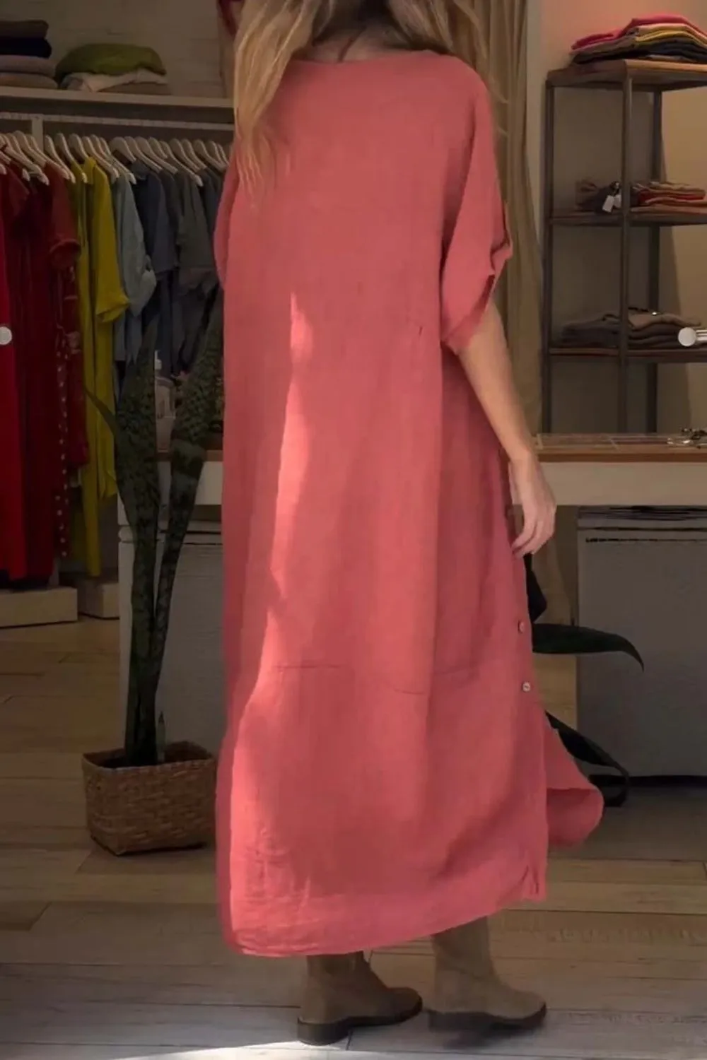 Full Size Relaxed Fit Short Sleeves Dress Plus Size, image 4