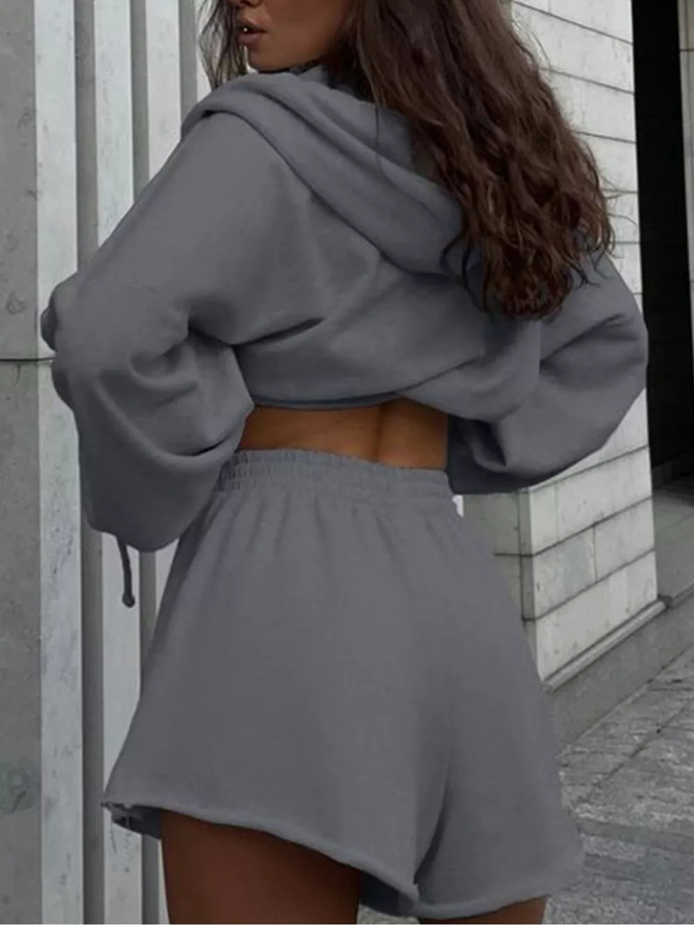 Oversized Zip-Up Hoodie and Shorts Set, image 17