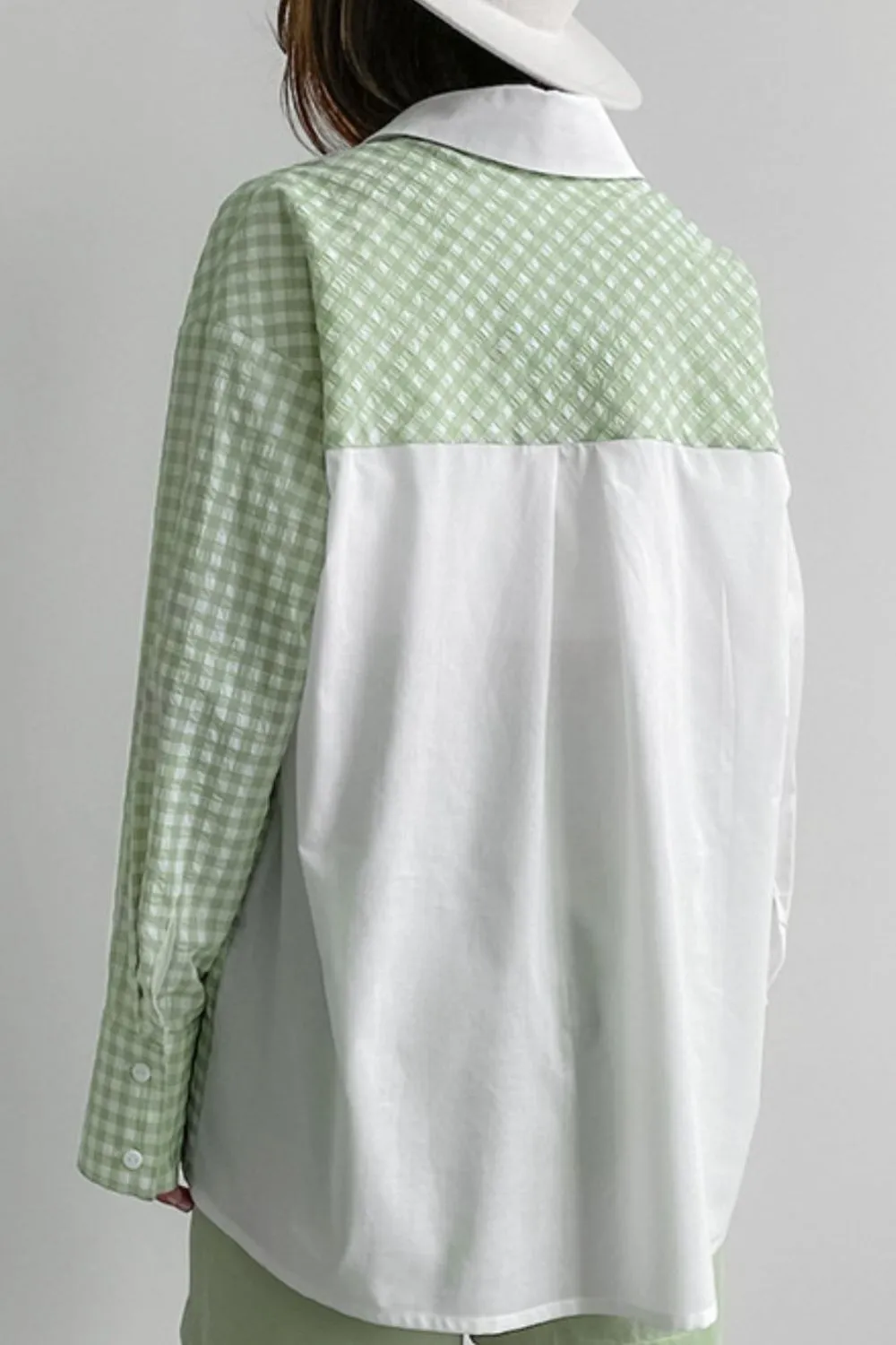 Two-Tone Plaid Button Down Long Sleeve Shirt, image 4