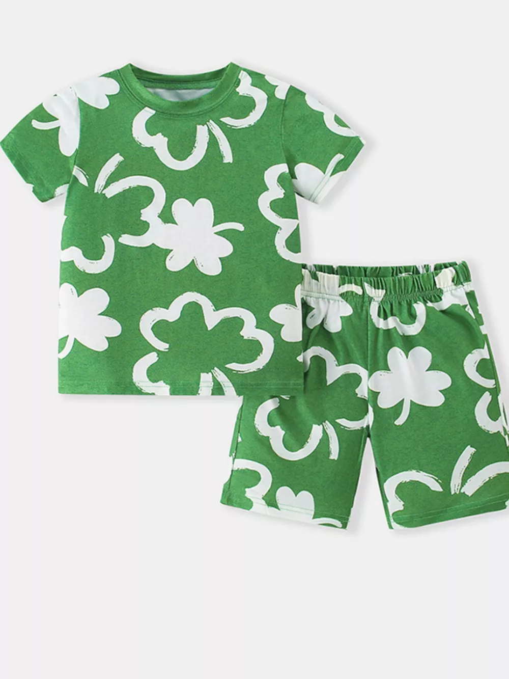 Children's Lucky Clover Print Tee and Shorts Set