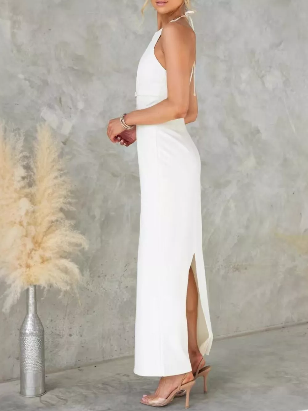 Slit Back Halter Neck Maxi Dress, image 4