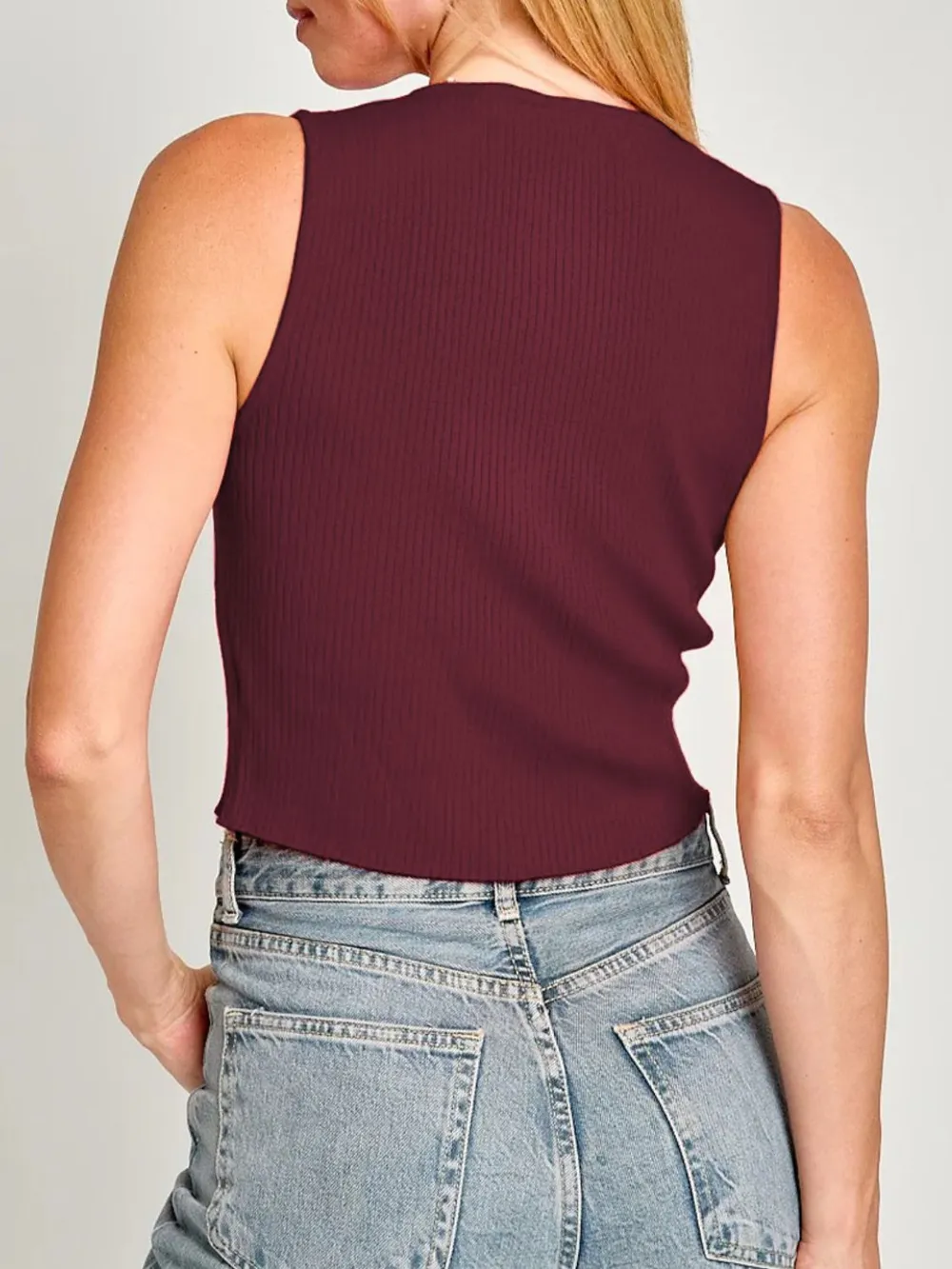 Bow Round Neck Cropped Tank, image 3