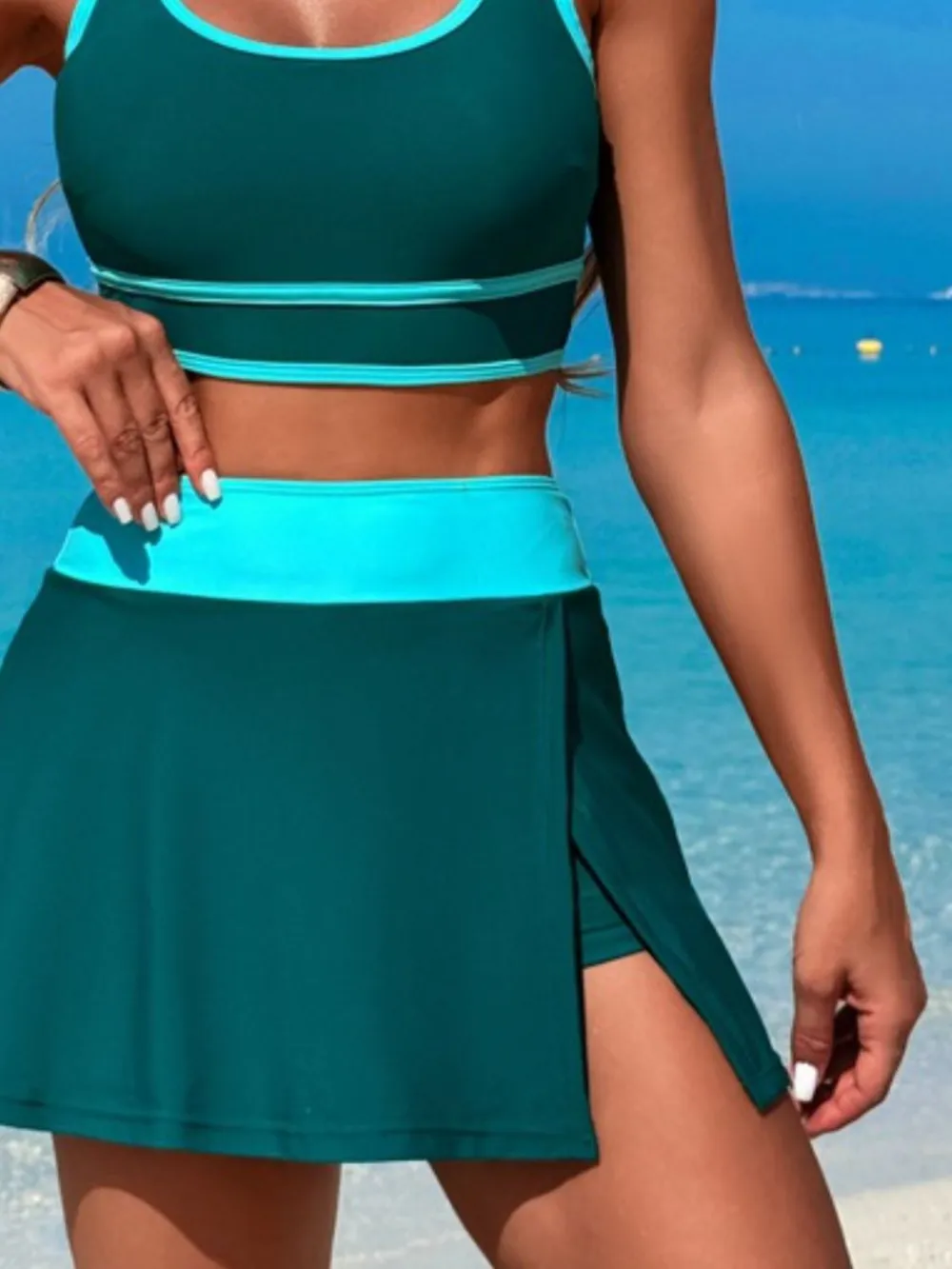 Scoop Neck Top and Skort Swim Set, image 5