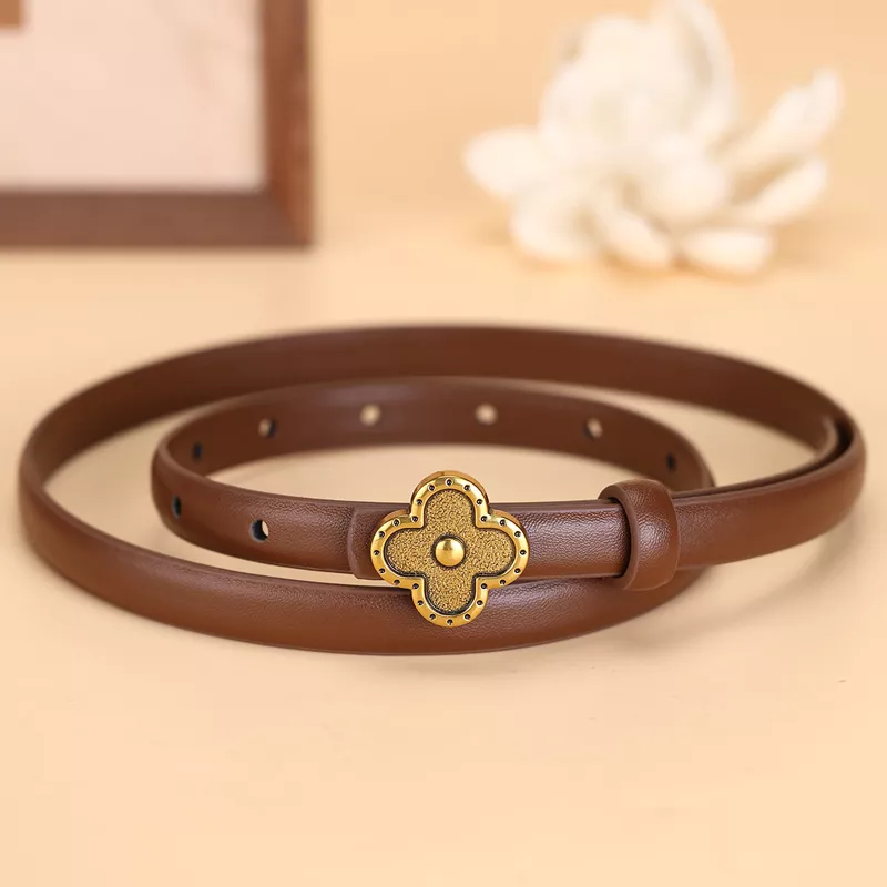 Clover Buckle Leather Belt, image 4