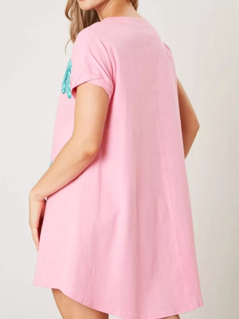 Sequin Short Sleeve Summer Tee Dress, image 3