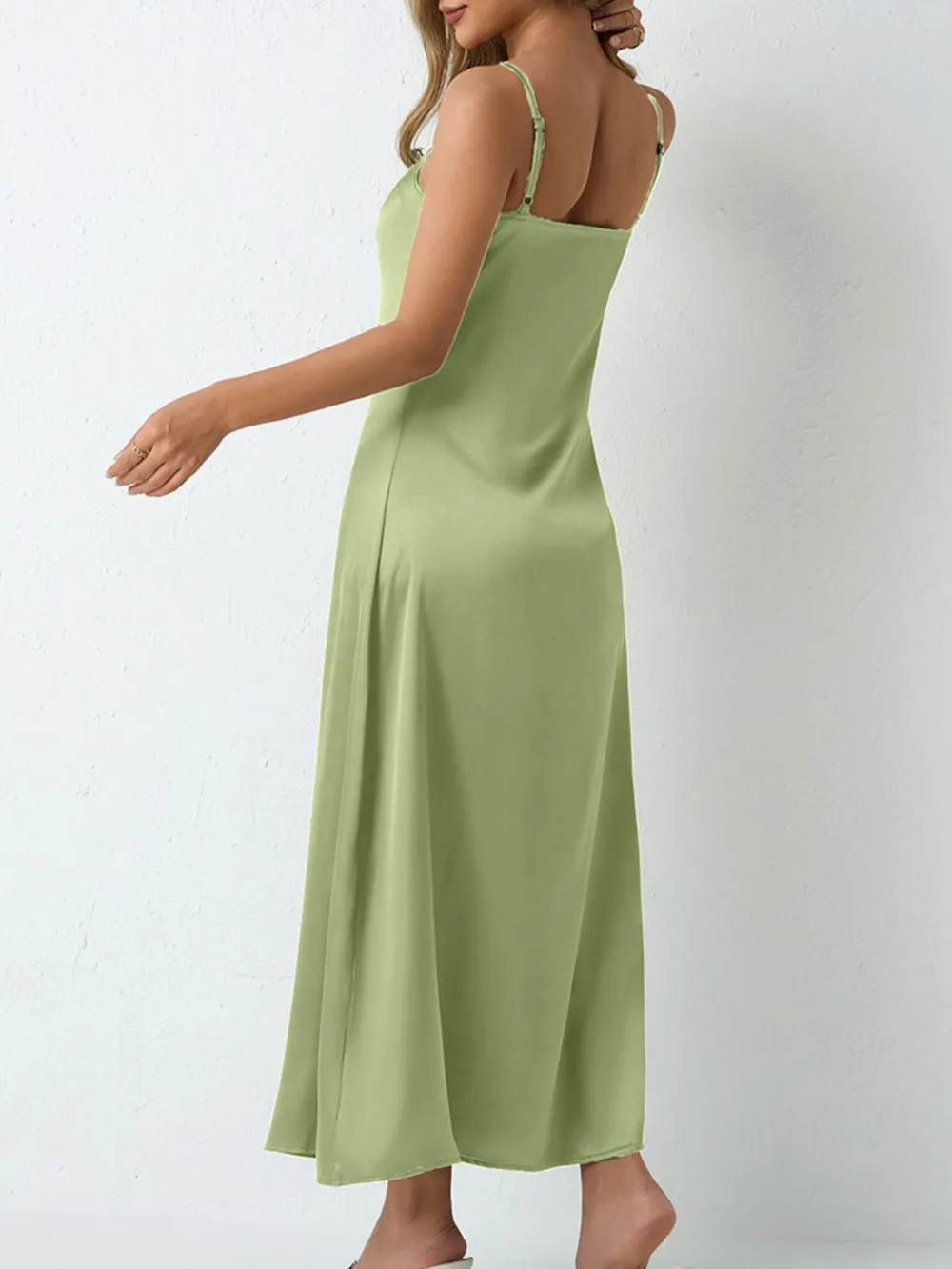Satin Cowl Neck Cami Dress, image 12