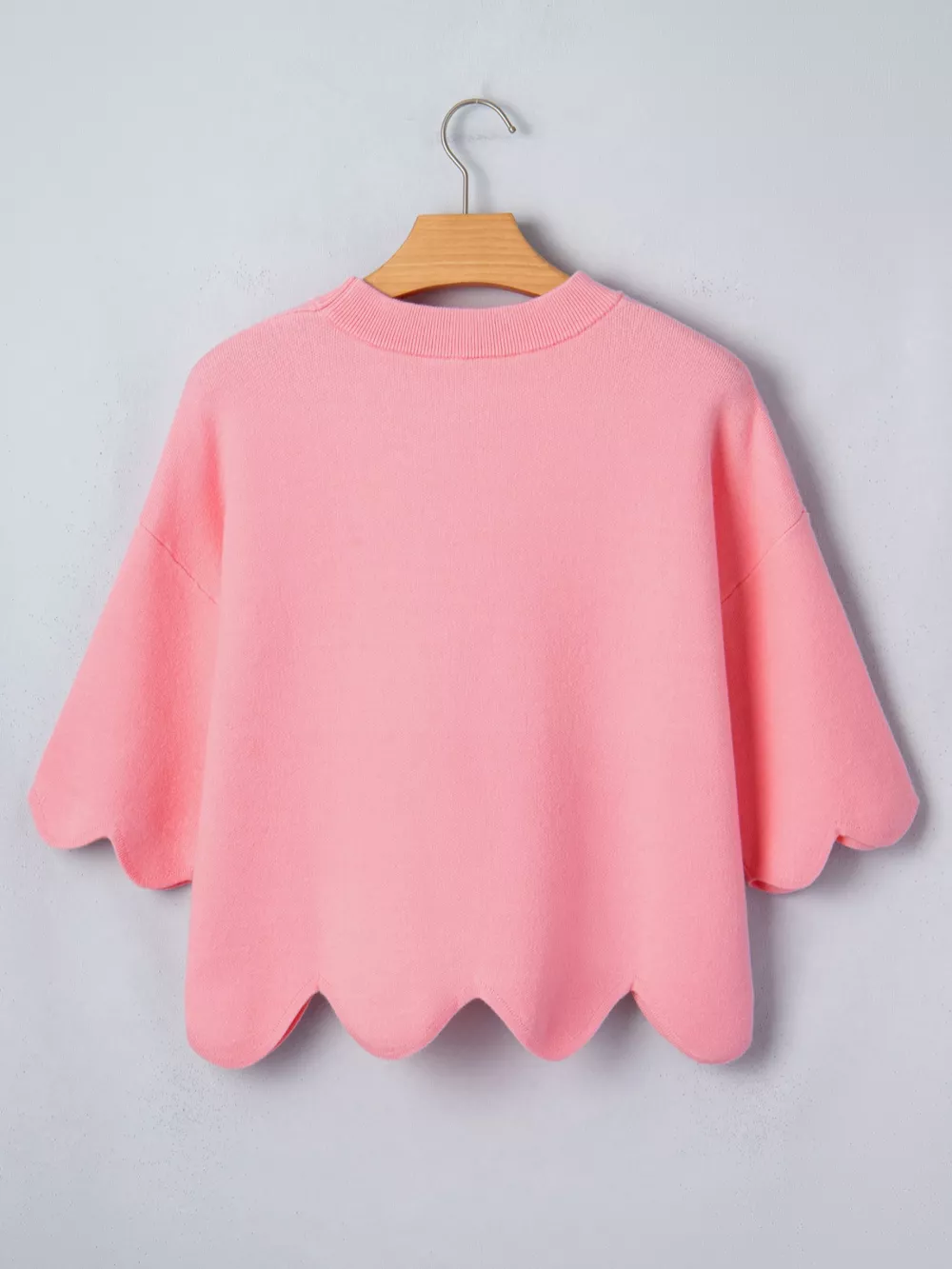 Scalloped Hem 3/4 Sleeve Sweater Top, image 5
