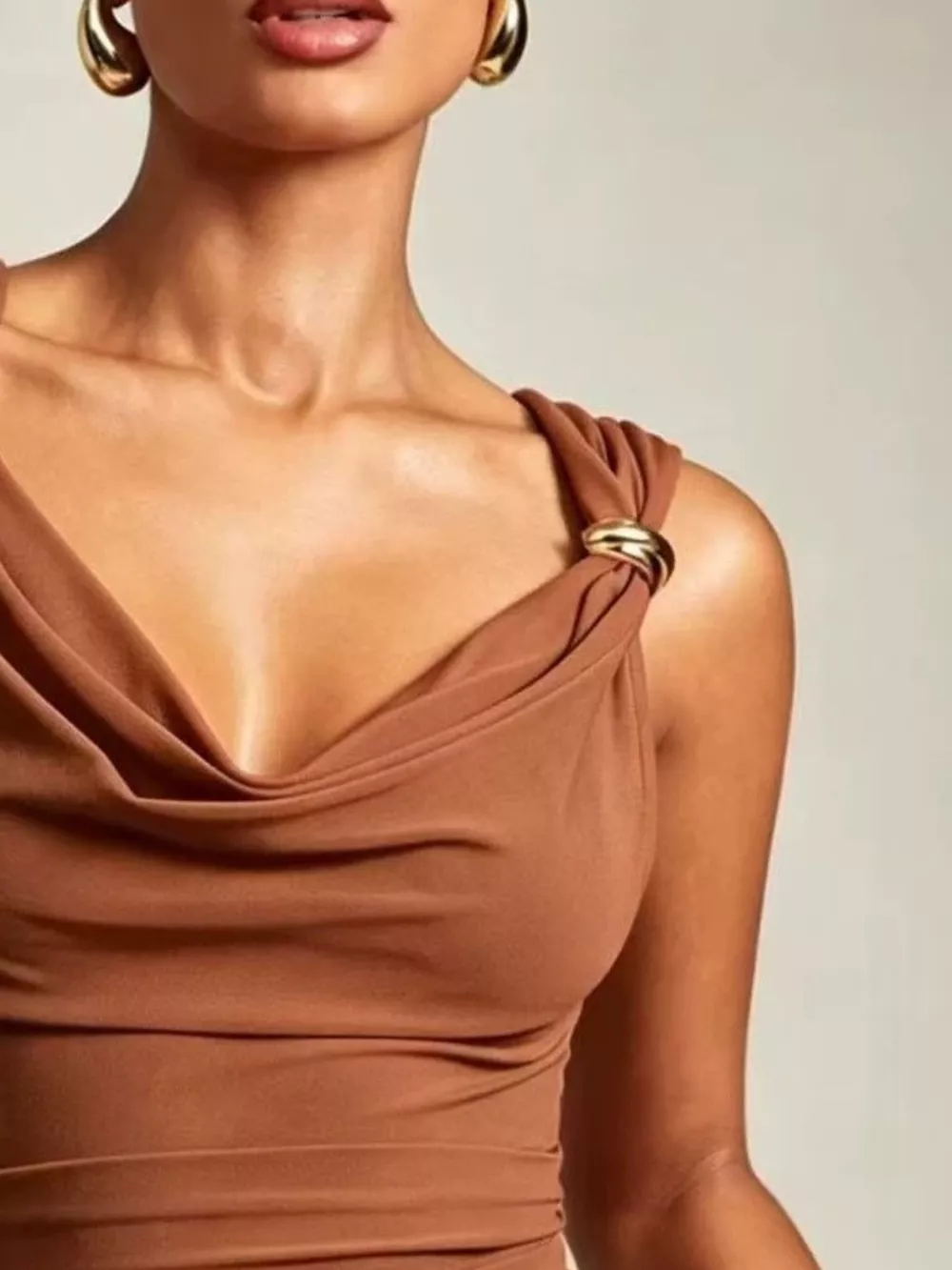 Cowl Neck Tank with Metal Ring Accents, image 3