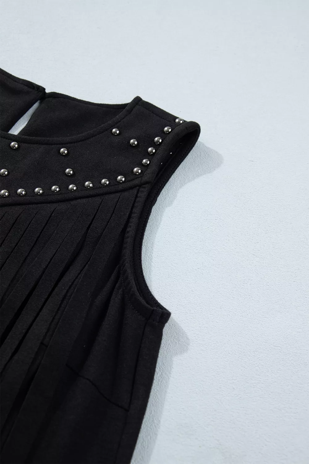 Western Fringe Rivet Paneling Bust Sleeveless Top, image 15