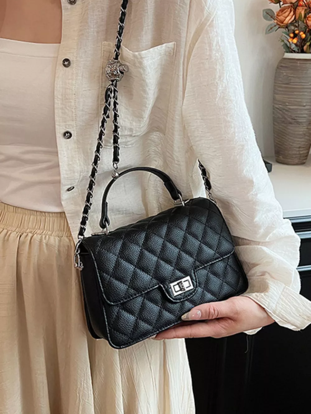 Quilted Chain Strap Crossbody Bag, image 7