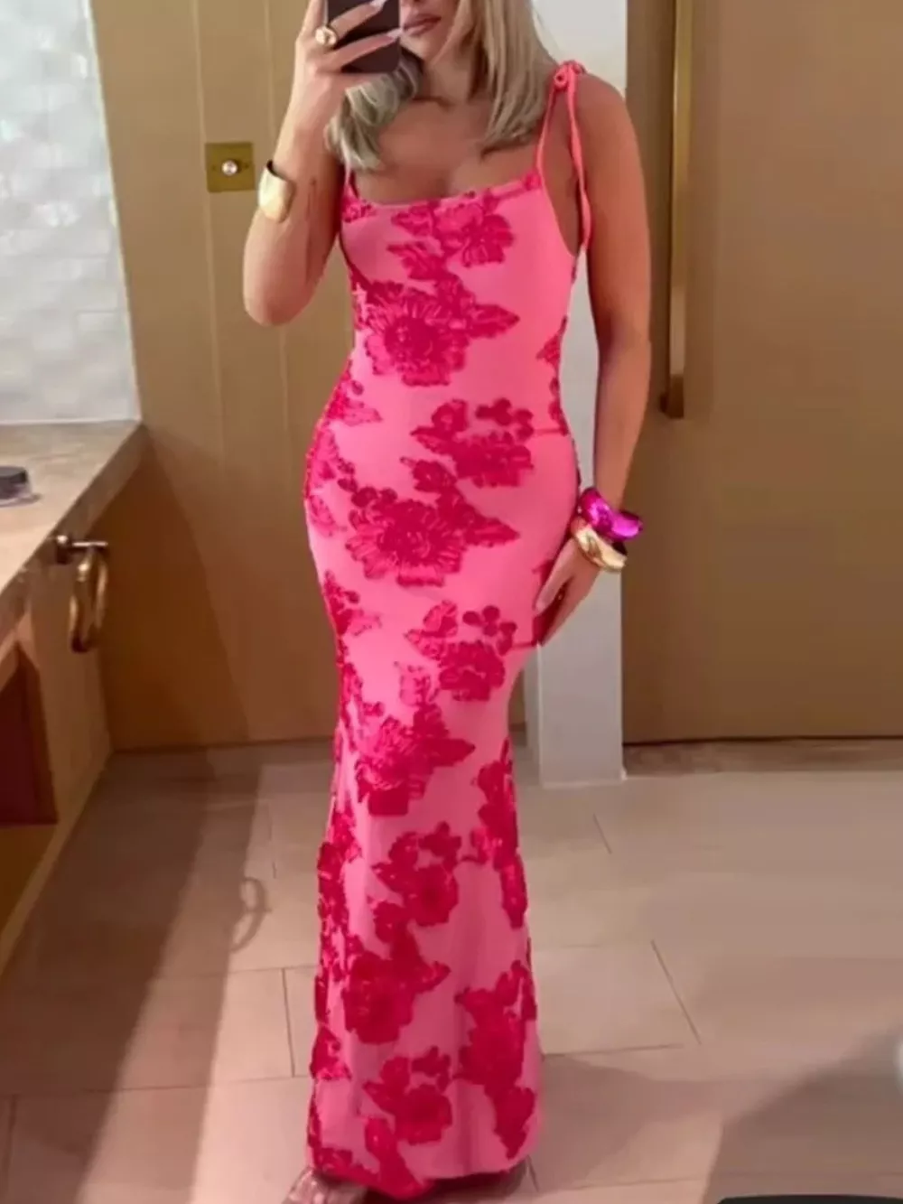 Floral Tie Shoulder Maxi Dress, image 3