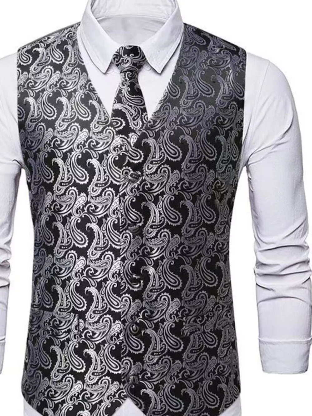 Men's Full Size Paisley Print Button Up Vest Plus Size, image 9
