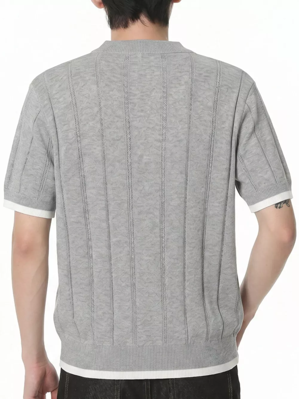 Men's Contrasting Trim Knit T-Shirt, image 6