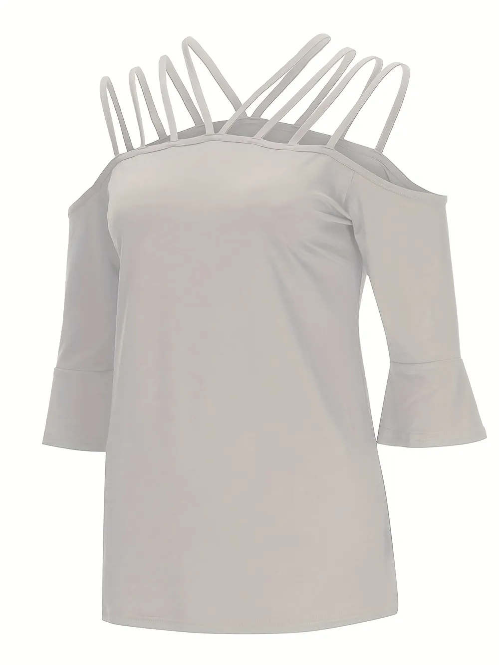 Full Size Cold Shoulder Three-Quarter Sleeve Blouse, image 2