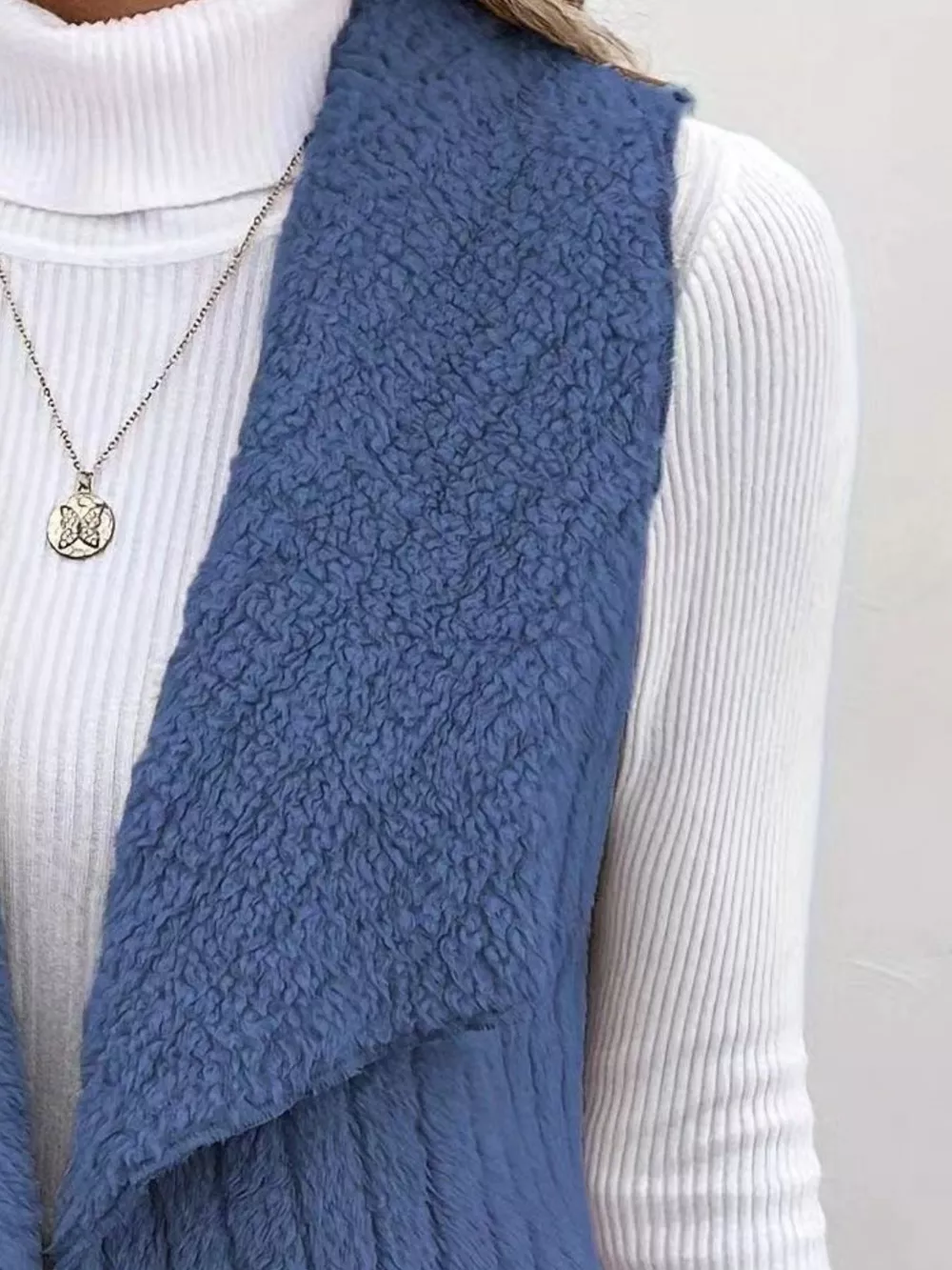 Cozy Fleece Open Front Vest Coat, image 2