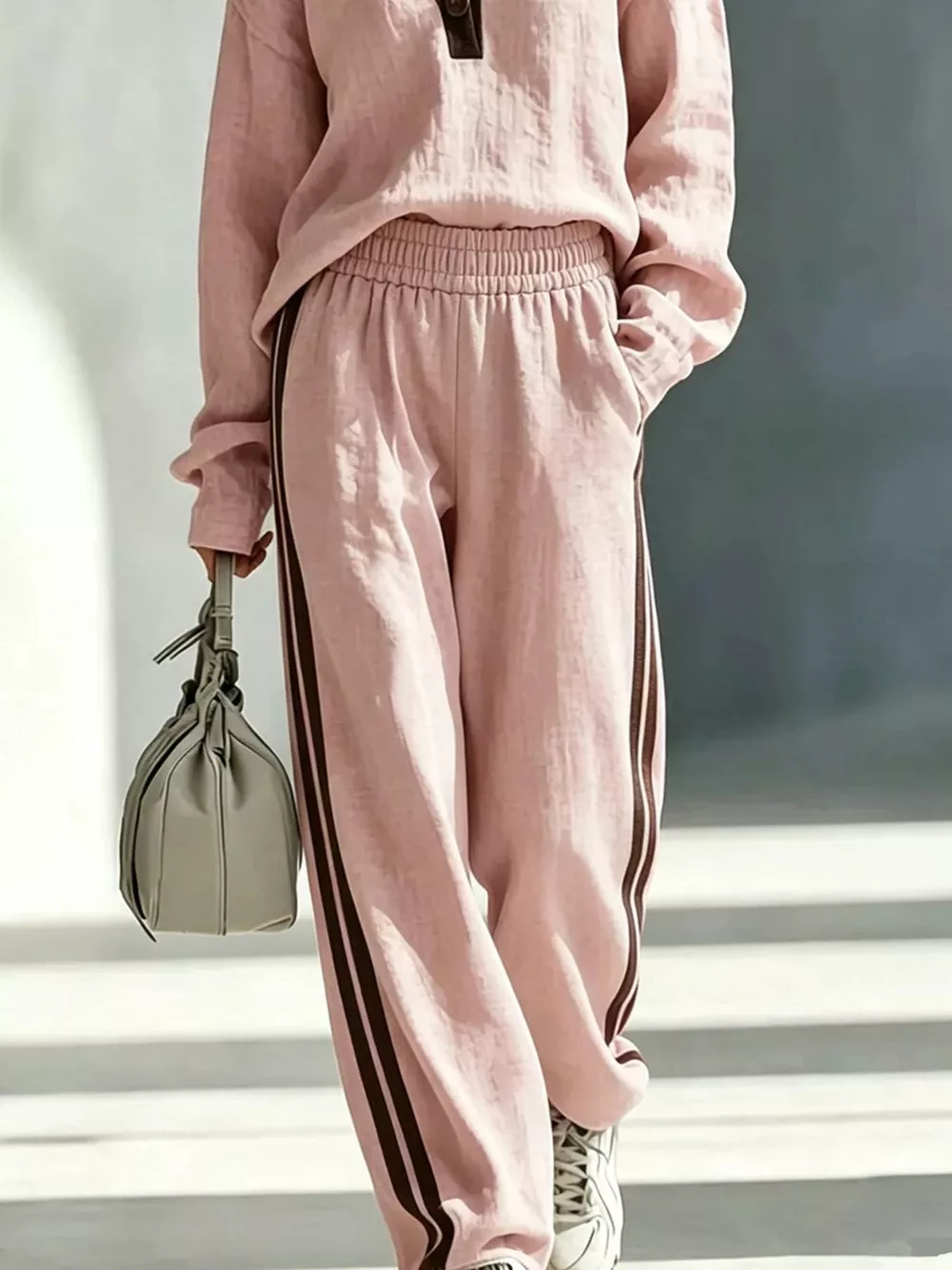 Long Sleeve Top and Side-Striped Joggers Set, image 6