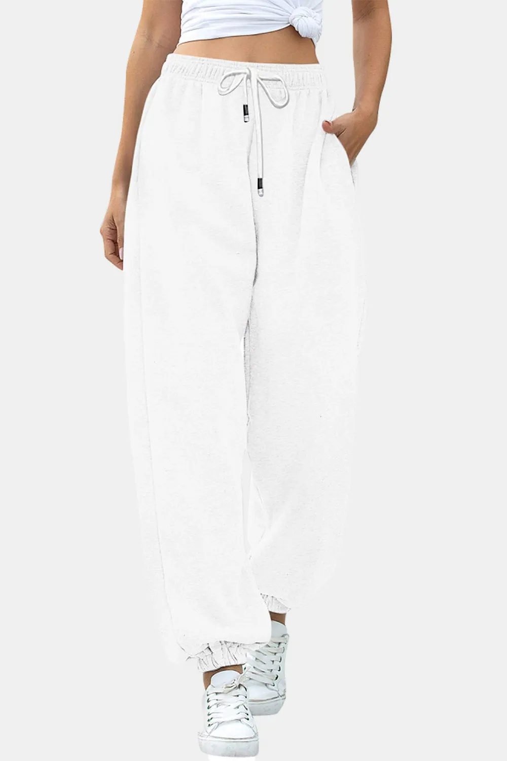 Elastic Waist Joggers with Pockets, image 9
