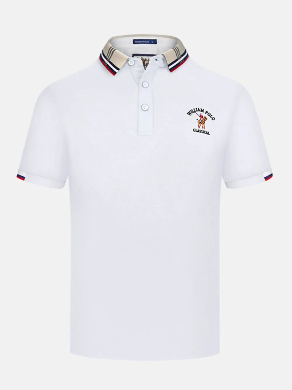 Men's Plus Size Striped Collared Short Sleeve Embroidered Polo, image 7
