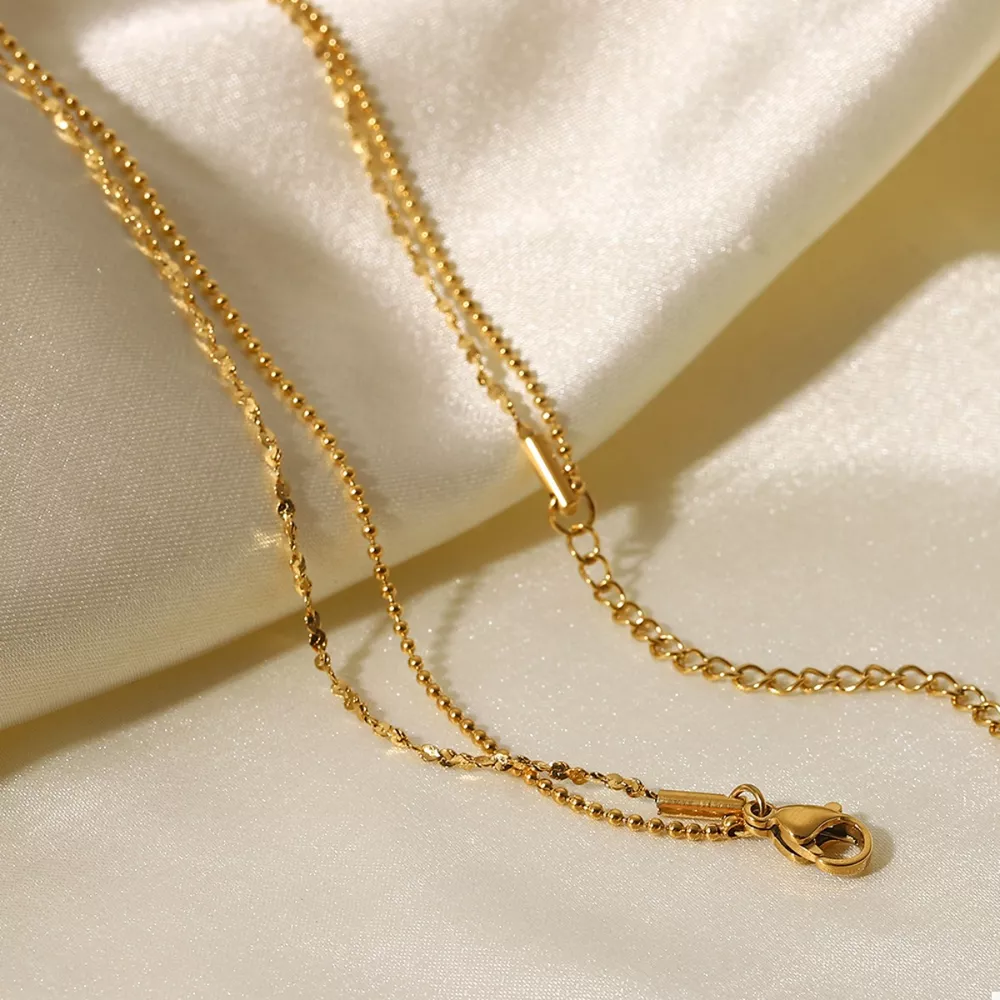 18K Gold-Plated Double Layered Necklace, image 5