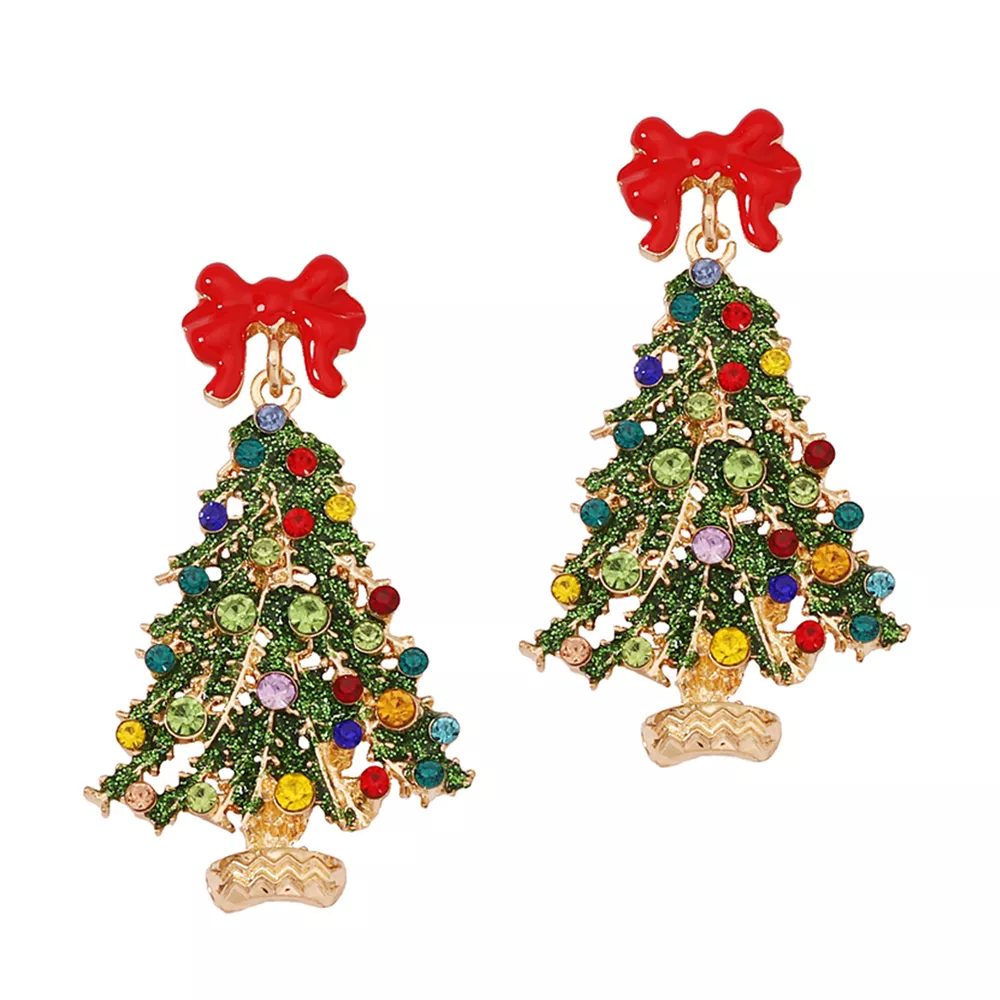 Christmas Tree Earrings with Bow, image 6