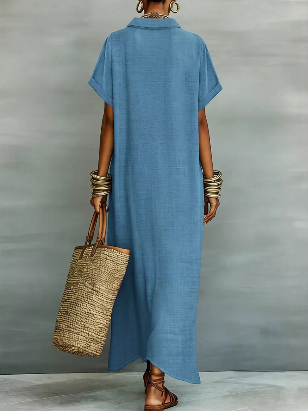 Casual Linen Shirt Dress with Button-Down Front, image 7
