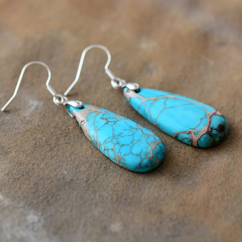 Natural Stone Copper Teardrop Earrings, image 3