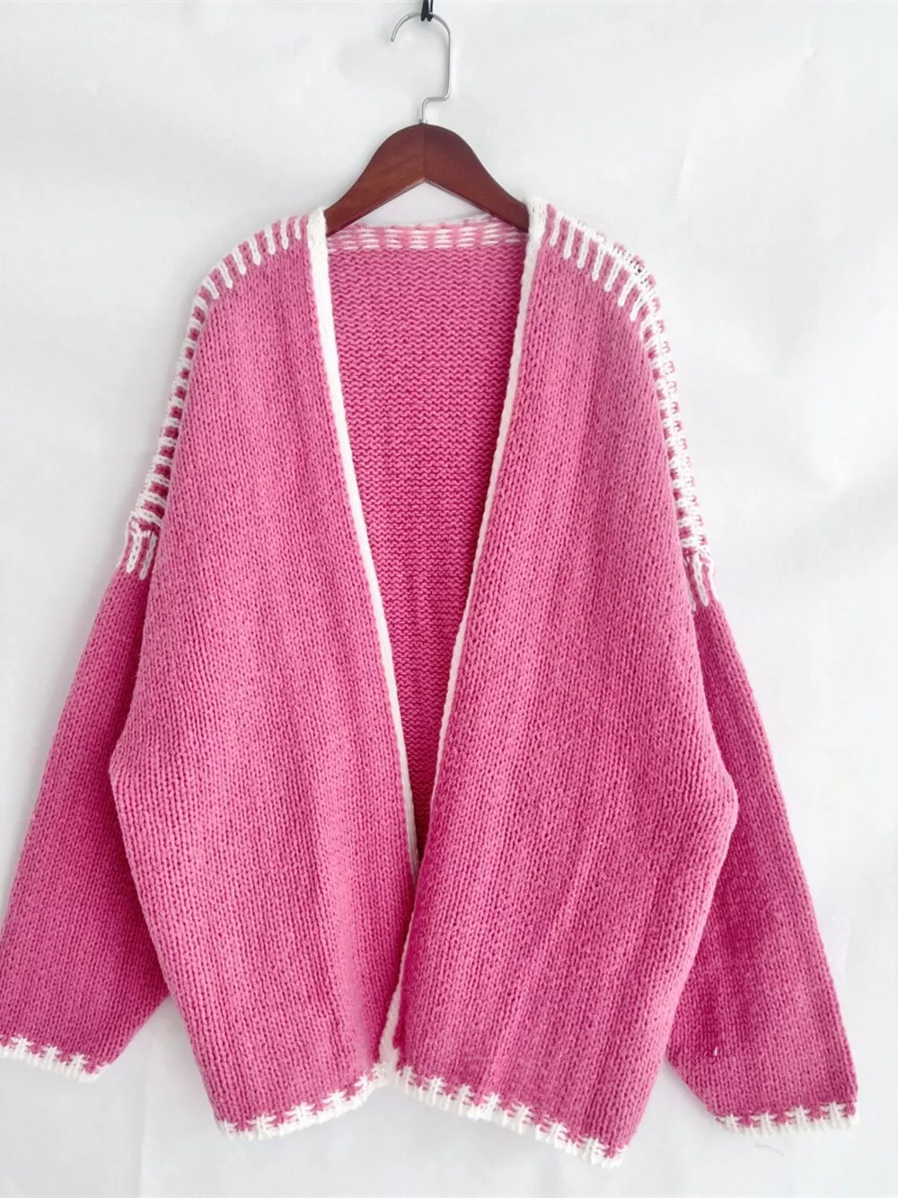 Contrast Trim Open Front Cardigan, image 2