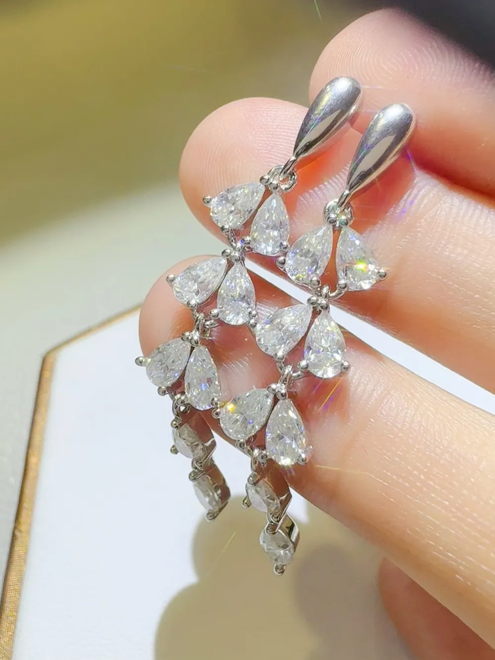 6 Carat Moissanite 925 Sterling Silver Bar Earrings, image 3