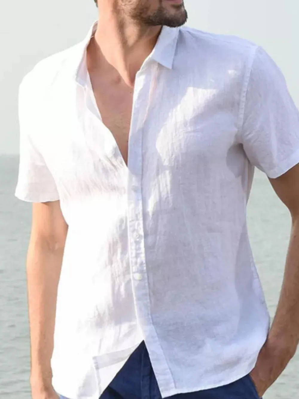 Men's Full Size Button Down Short Sleeve Shirt Plus Size, image 5