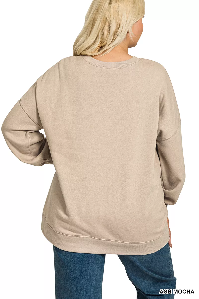 Full Size Fleece Hi-low Boyfriend Sweatshirts with Pockets Plus Size, image 2