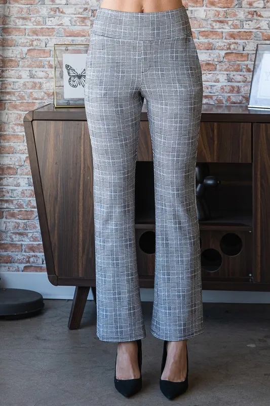Full Size Plaid Flare Pants with Wide Waist Band Plus Size, image 3
